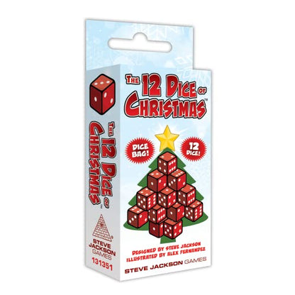 The 12 Dice of Christmas, Dice Game, Family, Holiday, for 2 to 5 Players | Ages 10+, Steve Jackson Games, Fast, fun, family game for the holidays, Includes a seasonal dice bag, score card, and 12 dice