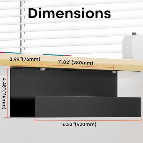 Cable Management Under Desk,17 inch Cable Management Tray | Power Strip Holder,Cord Organizer,Wire Management for Office and Home, Black