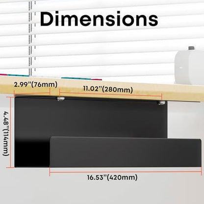 Cable Management Under Desk,17 inch Cable Management Tray | Power Strip Holder,Cord Organizer,Wire Management for Office and Home, Black