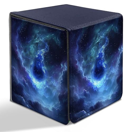 BVDIKMI Card Deck Box for MTG, Card Storage Box Fits 100+ Single Sleeved Cards, PU Leather Strong Magnet Card Deck Case Holder for Magic Commander TCG CCG, Galaxy Drop - color: Galaxy Drop