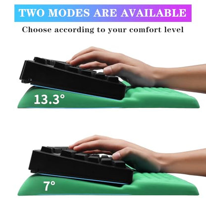 Computer Keyboard Stand with Wrist Rest, Ergonomic Tilted Keyboard Holder - Keyboard Riser with Wrist Pad - Keyboard Tray Support for Office Home - Green - color: Keyboard Stand - Green
