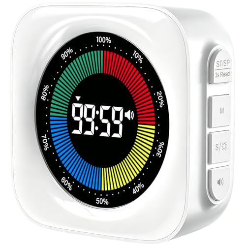 Visual Timer for Kids & Adults, 99 Min Digital Visual Countdown Timer with Progress Bar, Count Up Timer for ADHD, Classroom, Kitchen, Study, Focus, Productivity & Time Management