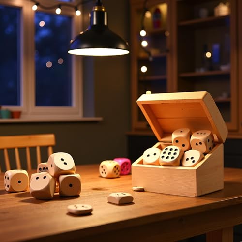 10Pcs Wooden D6 Dice Set, 20mm Round Corner, 6 Sided Gaming Dice for Adults Standard Game Dice