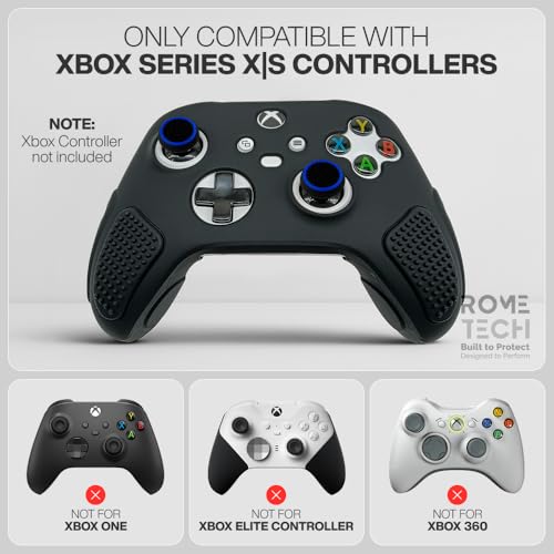 for Xbox Controller Series X/S (2024/2023) Silicone Protective Cover, Soft Skin Xbox Controller Accessories, Anti-Slip Cover with 2 Joystick Caps - Black - color: Black