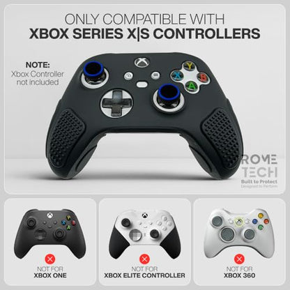 for Xbox Controller Series X/S (2024/2023) Silicone Protective Cover, Soft Skin Xbox Controller Accessories, Anti-Slip Cover with 2 Joystick Caps - Black - color: Black