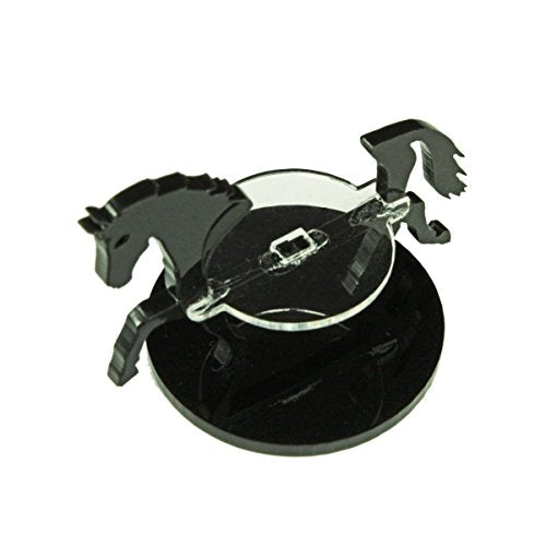 LITKO Horse Mount | Compatible with D&D & Pathfinder | 40mm Round | Black | Turns a 30mm (1.25-inch) hero into a saddled rider | Large base | Includes steed + clear acrylic base | Glue assembly - color: Black, style: 40mm Circular Base