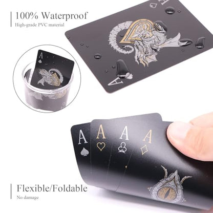 WJPC Easy Shuffling Plastic Waterproof Playing Cards,Cool Black Dragon Poker Cards for Game and Party, Deck of Cards（Dragon - color: 1215longkuan