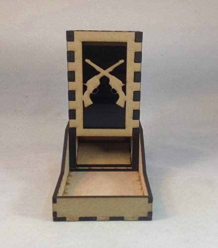 Pistols Guns Dice Tower v2 Smoke Acrylic Window Laser Cut MDF RPG Games