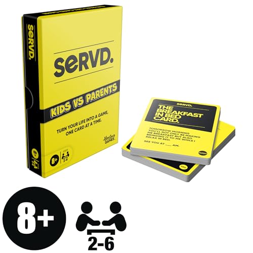 Hasbro SERVD Kids vs Parents Edition Game – Hilarious Real-Life Family Card Game for Kids, Teens, Adults – Fun Challenges – 2-6 Players – Ages 8+ - style: Kids vs Parents