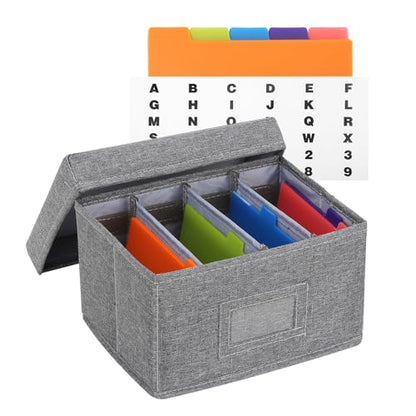 Qozary Index Card Holder 4x6 | Index Card Box With Dividers, Index Card Organizer Case, Foldable Flash Card Holder, 1000+ Card Capacity Box With Lid