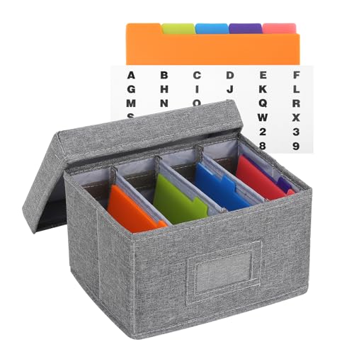 Qozary Index Card Holder 4x6 | Index Card Box With Dividers, Index Card Organizer Case, Foldable Flash Card Holder, 1000+ Card Capacity Box With Lid