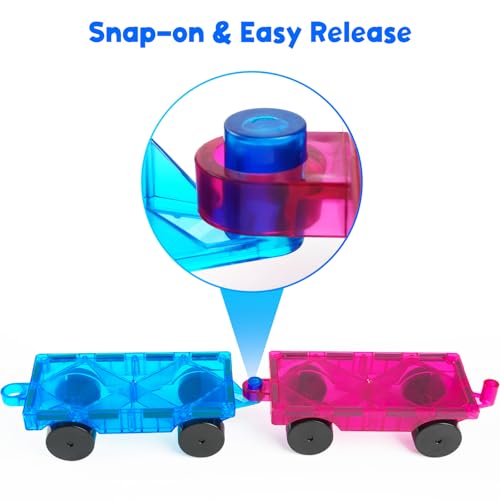 Bmag 2PCS Magnetic Car Set,Construction Vehicle Building Tiles,Magnet Toys Compatible with Magnetic Tiles,STEM Educational Toys for Boys and Girls - size: 2