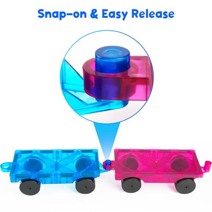 Bmag 2PCS Magnetic Car Set,Construction Vehicle Building Tiles,Magnet Toys Compatible with Magnetic Tiles,STEM Educational Toys for Boys and Girls - size: 2