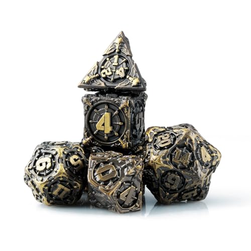 Surpass DND dice Set Metal dice Role Playing Polyhedral Dice Dungeons and Dragons Gifts Pathfinder d&d dice 7piece Set Bronze (Antique Bronze) - color: Antique Bronze