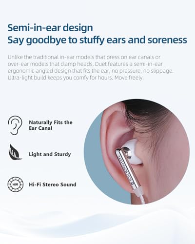 KZ Duet Wired Earbuds with Mic, Dual Driver in Ear Earphone with 3.5mm Jack | Noise Isolating Fit, In-Line Microphone Call and Track Control, Convenient for Travel, White - color: Mic, style: White