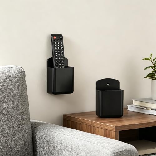 2 PCS Remote Control Holder Wall Mount, TV Air Conditioner Remote Control Holder, Self Adhesive Pen Holder Organizers and Accessories for Home Office School, Black - color: Set of 2-Black