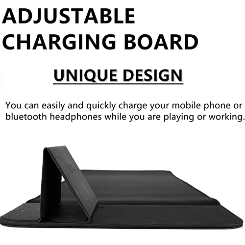 Wireless Charging Mouse Pad with Phone Holder Gaming Mousepad Desk Mat 15W Qi Fast Charging Pad Ultra-Smooth Surface Non-Slip Extended Premium Black Computer Keyboard Mat for MacBook PC Laptop - color: Wireless Charging