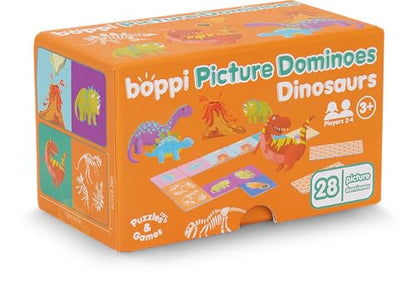 boppi Dominoes Set Picture Game for Toddlers - Colourful Dinosaur Themed Montessori/STEM Dominoes for Children - Games for 3 Year Olds and Up - style: Dinosaurs