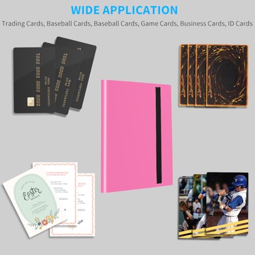 Card Binder, 360 Pockets Upgraded Trading Card Binders, Cards Collection Binder 9 Pocket, Side Loading Yugioh Binder Book Holder for MTG, TCG, Sport, Football, Baseball Collector Cards - Rose red - color: Rose red