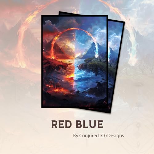 Red Blue - MTG Card Sleeves, 104ct, Standard Size, Smooth | Perfect for Double Sleeving, Smudge Resistant Matte Back, Standard 66x92mm - Compatible with Magic The Gathering & TCG Cards - color: Red Blue