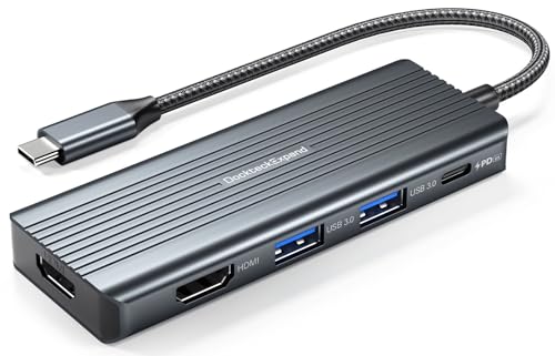 USB C to HDMI, Dual Monitor Adapter, DockteckExpand 5 in 1 Hub | 2 HDMI 4K, 2 USB 3.0, PD 100W Charging, USB C to MultiPort Adapter for Dell, HP, MacBook and Type C Devices - color: Space Grey
