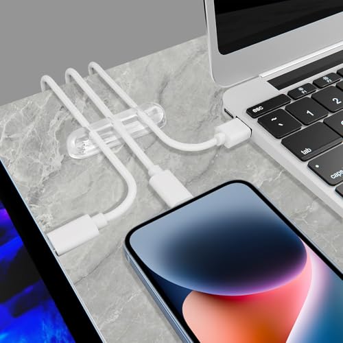 SOULWIT Cable Holder Clips, 3-Pack Cable Management Cord Organizer Clips Silicone Self Adhesive for Desktop USB Charging Cable Nightstand Power Cord Mouse Cable Wire PC Office Home