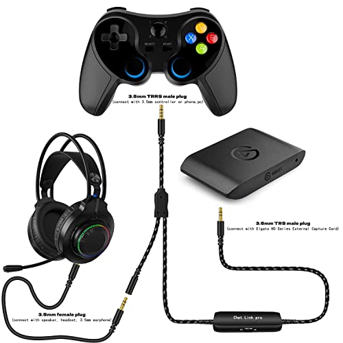 LecLooc Chat Link Pro Cable for Elgato HD60 S/S+, HD 60 PRO, 4K 60 PRO, HD60 X Gaming Capture Card, Chat Audio Cable Adapter for Nintendo Switch Xbox One PS4 PS5 with Isolator (6.6FT)