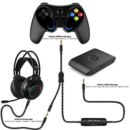LecLooc Chat Link Pro Cable for Elgato HD60 S/S+, HD 60 PRO, 4K 60 PRO, HD60 X Gaming Capture Card, Chat Audio Cable Adapter for Nintendo Switch Xbox One PS4 PS5 with Isolator (6.6FT)