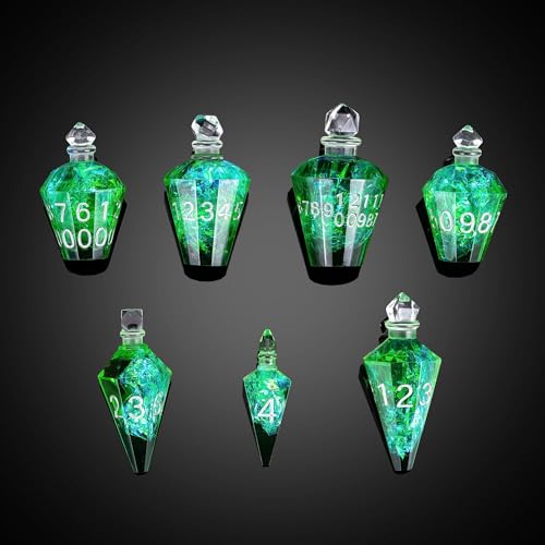 7PCS Potion DND Dice Set,Transparent Sharp Edge Die Set D&D RPG Polyhedral Dice,for Dungeons and Dragons TTRPG Games Roleplaying Games.(Green Galaxy) - color: Green Galaxy