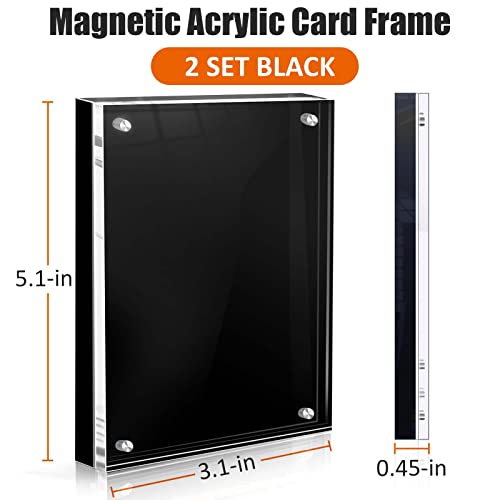 Acrylic Card Display Frame, Magnetic Trading Card Frames - Desktop Protector, 2 Sets Black