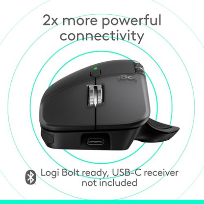 Logitech MX Master 4 for Mac, Ergonomic Bluetooth Mouse with Advanced Performance Haptic Feedback, Ultra-Fast Scrolling, USB-C Charging, MacOS, iPadOS, Windows - Space Black - color: Space Black