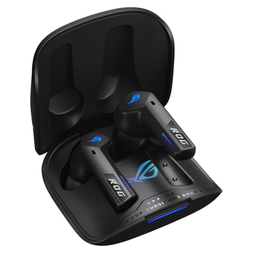 ROG Cetra True Wireless SpeedNova Gaming Earbuds with 2.4GHz and Bluetooth, 24-bit 96kHz Audio, Adaptive ANC, Bone-Conduction AI Mics, 46-Hour Battery, RGB Lighting for PC and Console Gaming (Black) - color: Black