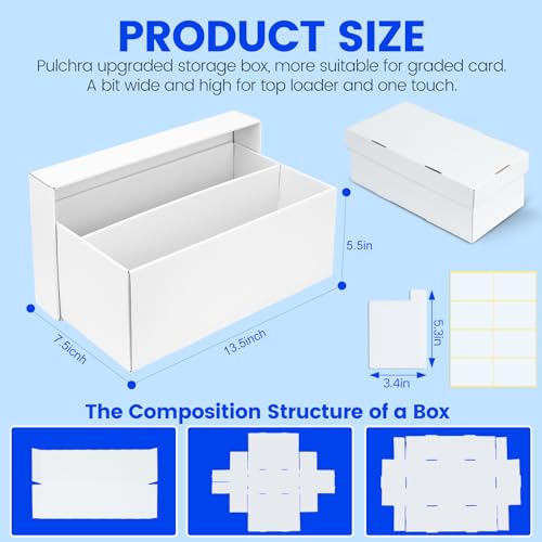 Pulchra 4 Pack Trading Graded Card Storage Box - 2 Rows Graded Card Case Holds 88 PSA Slab Cards, Graded Card, Cardboard Holder Organizer Boxes with Dividers for Sport Cards PSA/GMA/CSG/SGC/HGA/MTG - size: 4 Pack, style: 2 Row