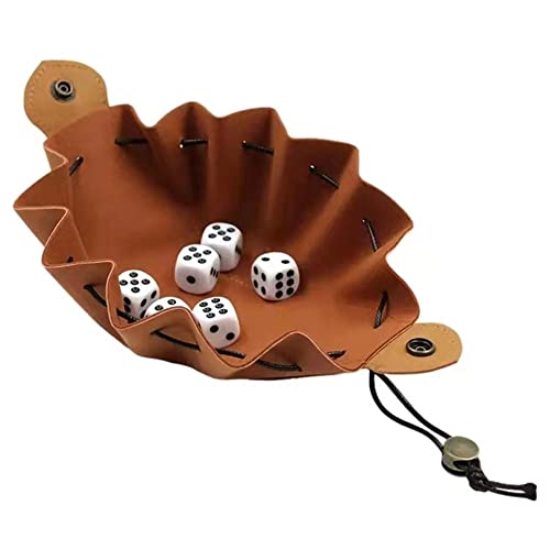gofidin Dice Bag Tray Gift Coin Purse Gambling Tool Role Playing Storage Pouch Board Game(Dark Brown)