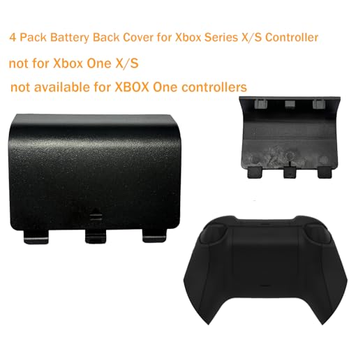 4 Pack Battery Back Cover for Xbox Series X Controller, Battery Cover Door Compatible with Xbox Series S Controller, Battery Back Shell Repair Part for Xbox Series X/Series S Controller (Black) - color: Black