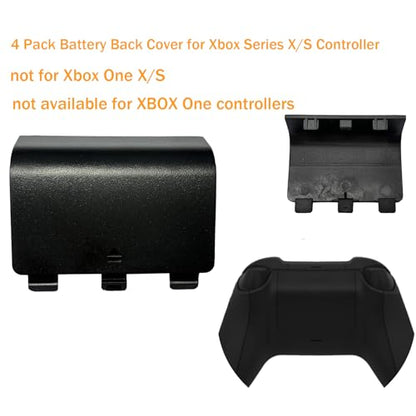 4 Pack Battery Back Cover for Xbox Series X Controller, Battery Cover Door Compatible with Xbox Series S Controller, Battery Back Shell Repair Part for Xbox Series X/Series S Controller (Black) - color: Black
