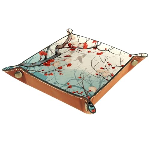 Blossom Tree Dice Tray PU Leather Dice Rolling Tray Folding Dice Holder for Dice Games, Like RPG, DND and Other Table Games - color: Multi 4