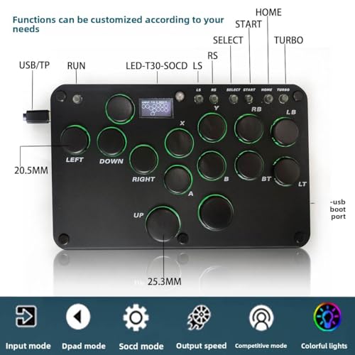 XIAO SHI MIN STORY Leverless Controller Fight Sticks 12Keys All-Button Arcade Fightstick Supports Turbo & Hot Swap RGB for PC/PS4/PS3/Switch