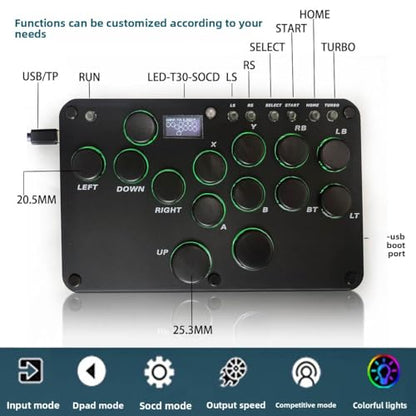 XIAO SHI MIN STORY Leverless Controller Fight Sticks 12Keys All-Button Arcade Fightstick Supports Turbo & Hot Swap RGB for PC/PS4/PS3/Switch