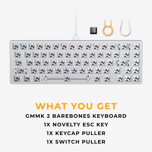 GLORIOUS Gaming GMMK 2 Compact 65% Barebones (Frame Only) - Mechanical Gaming Keyboard Frame, Compact TKL Size (65%), Aluminium, Customisable, Per Key RGB, American QWERTY Layout - White - color: White, size: Barebone Compact (65%)