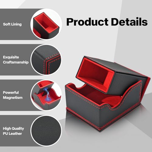 Dice Roller Tower, Premium DND Magnetic Dice Tray, Foldable PU Leather Dice Tower RPG Gifts for Dungeons and Dragons MTG Dm & Player Black/Red - color: Black/Red