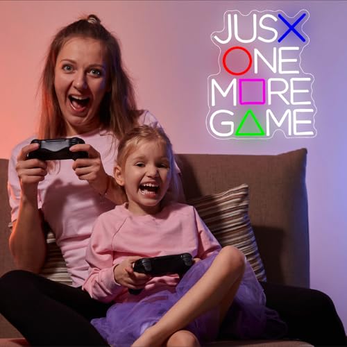 Gamer Neon Sign for Wall Decor,Just One More Game LED Light Sign Backdrop for Club Party Man Cave Boys Bedroom Video Game Room,Best Gaming Gift for Gamer Teens Boys Men Women USB Powered（14.2"*12.3"） - style: Game-1