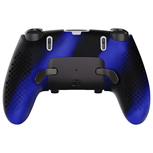 PlayVital 3D Studded Edition Anti-Slip Silicone Cover Case for ps5 Edge Controller, Soft Rubber Protector Skin for ps5 Edge Wireless Controller with 6 Thumb Grip Caps - Blue & Black - color: Blue & Black