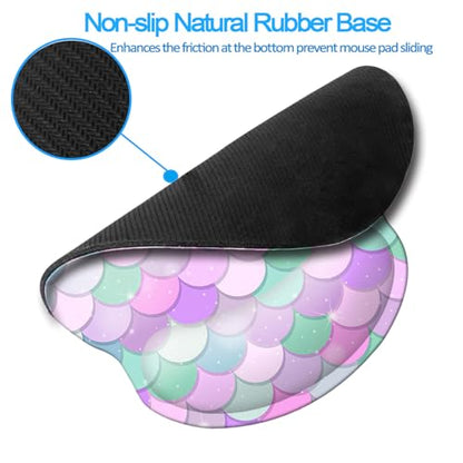 Ergonomic Memory Foam Wrist Support Mouse Pad Comfortable Padded Wrist Mousepads 9in X10in Pain Relief Desktop Mouse Mat (Candy Mermaid Foam) - color: Candy Mermaid Foam