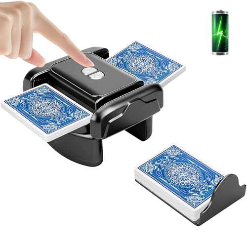 Rechargeable Automatic Card Shuffler for 1-2 Decks, Low Noise & Portable Card shuffler Machine for Poker, Blackjack, UNO, Perfect for Family Game Night, Adults, Mother's Day, Father's Day - color: Black