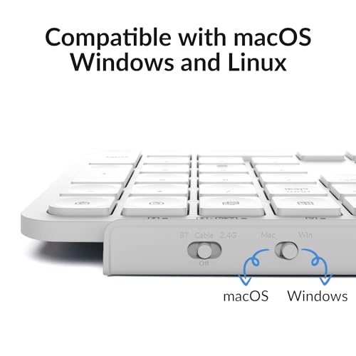Keychron B1 Pro Ultra-Slim ZMK/Launcher Wireless Bluetooth 2.4 GHz/Wired Connection Keyboard for Mac Windows Linux - White - color: White