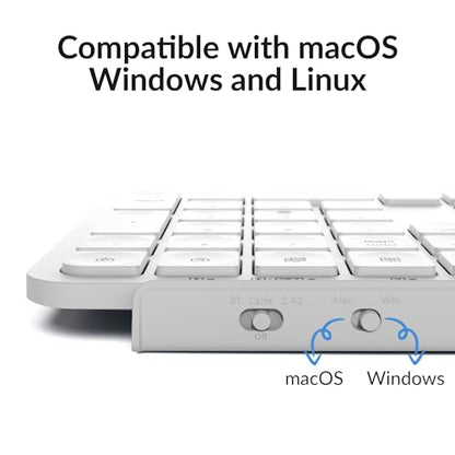 Keychron B1 Pro Ultra-Slim ZMK/Launcher Wireless Bluetooth 2.4 GHz/Wired Connection Keyboard for Mac Windows Linux - White - color: White