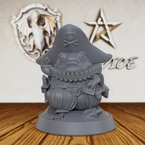 AUSPDICE Amphibious Swashbuckler, 28mm Pirate Captain, DND Miniatures-AS193 | Unpainted Billy Quacks Frog Fantasy Figure for RPG Adventures, Dungeons and Dragons, TTRPG, Tabletop Games and Role Playing