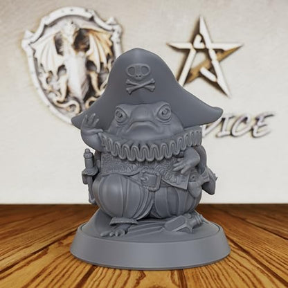 AUSPDICE Amphibious Swashbuckler, 28mm Pirate Captain, DND Miniatures-AS193 | Unpainted Billy Quacks Frog Fantasy Figure for RPG Adventures, Dungeons and Dragons, TTRPG, Tabletop Games and Role Playing