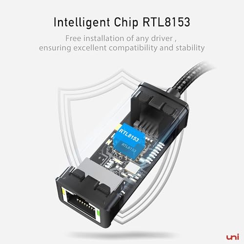 uni USB to Ethernet Adapter, Driver Free USB 3.0 to Gigabit Ethernet LAN Network Adapter, 100/1000 Mbps RJ45 Internet Adapter Compatible with Laptop, MacBook, Surface, PC with Windows, XP, Mac/Linux